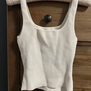 Aritzia Babaton Women's Cream Ribbed Tank Top